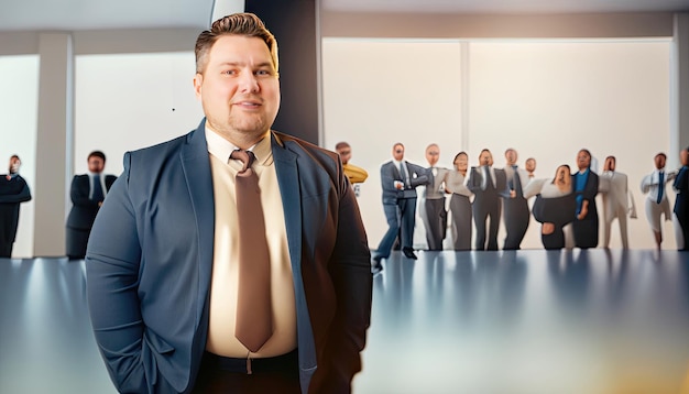 Gerente plussize com camisa de negócios no quarto, estilo empresarial, estilo clássico, retrato de um elegante