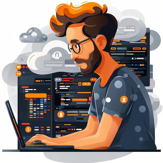 Gerente de producto de desarrollador de software en un diseño minimalista