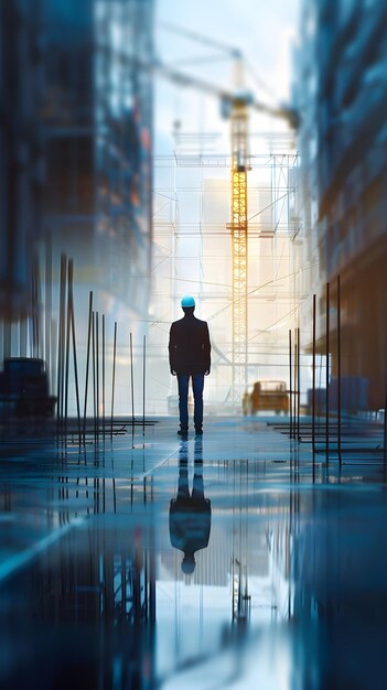 Gerente de proyecto eficiente supervisando el progreso de la construcción coordinando equipos para el desarrollo en S