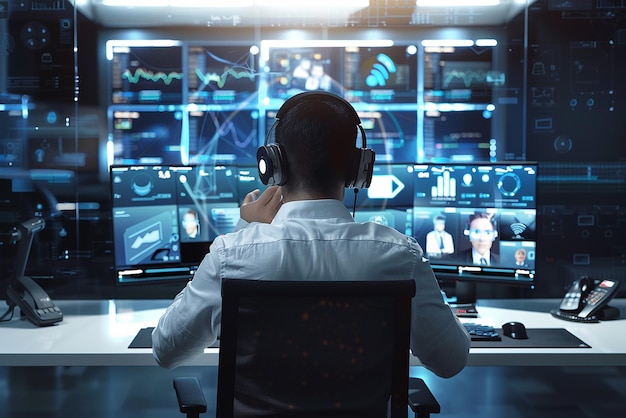 Gerente de proyecto remoto coordinando un equipo global