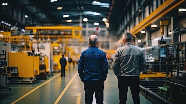 Foto gerente, supervisor e trabalhador discutem os resultados da produção e a nova estratégia na indústria fabril