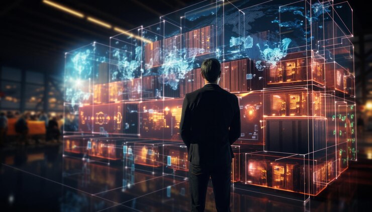 Foto gerente de transporte y logística comprobación y control logístico con red de distribución de