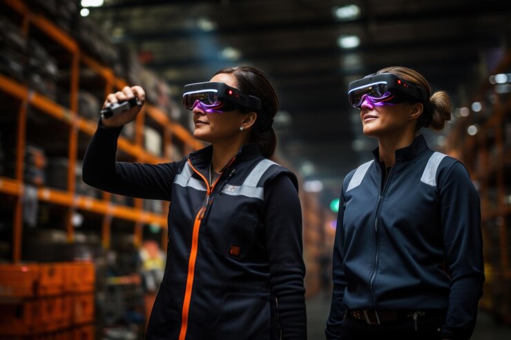 Los gerentes de almacén hablan de logística utilizando la realidad virtual para controlar los niveles de existencias