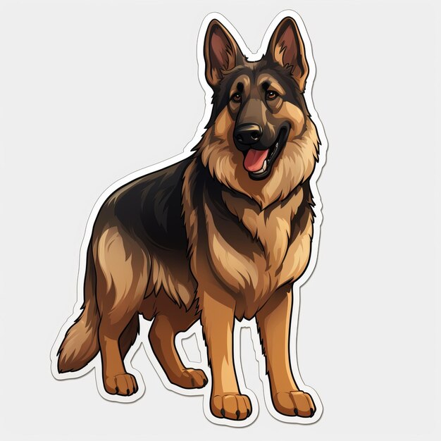 Foto german shepard sticker 2d game art com várias técnicas de pincelagem