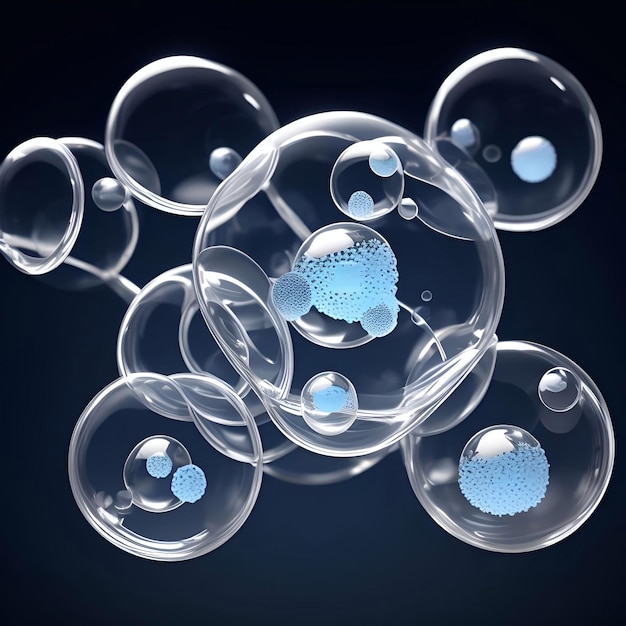 Germes virus bacterias molécula estructura de burbuja de alta tecnología fondo maquillaje cosmético laboratorio de ciencia arte de ilustración