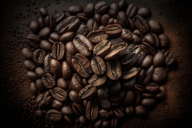 Geröstete Kaffeebohnen Hintergrund Textur von Kaffeebohnen generiert ai