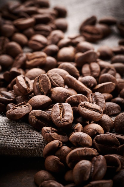 Geröstete Kaffeebohnen Makro Nahaufnahme Hintergrund