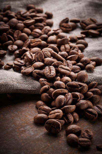 Geröstete Kaffeebohnen Makro Nahaufnahme Hintergrund