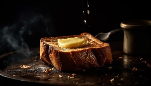 Geröstetes Brot mit Butter, ein süßer Snack, der von KI generiert wurde