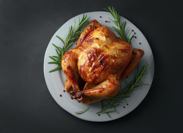 Geröstetes Huhn mit Gewürzen in einer rustikalen Küche