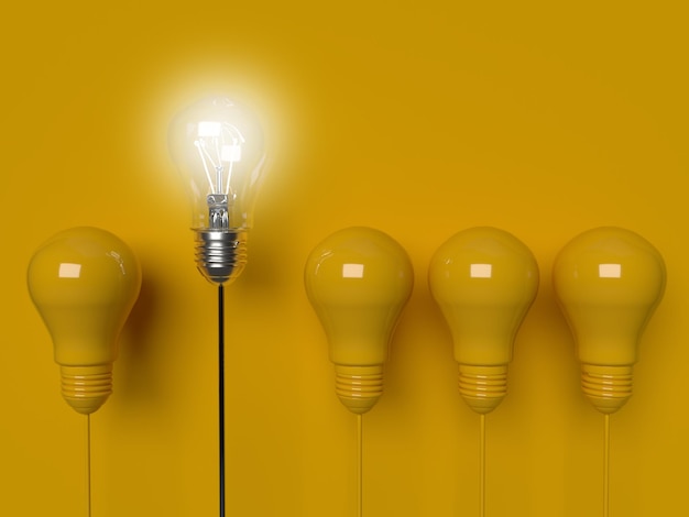 Geschäftliche Kreativitäts- und Inspirationskonzepte mit Glühbirne im Hintergrund denken große Ideen motivatio