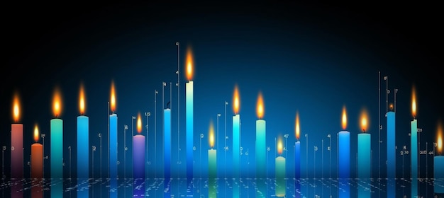 Geschäfts-Candle-Stick-Grafik-Diagramm des Börseninvestitionshandels auf blauem Hintergrund