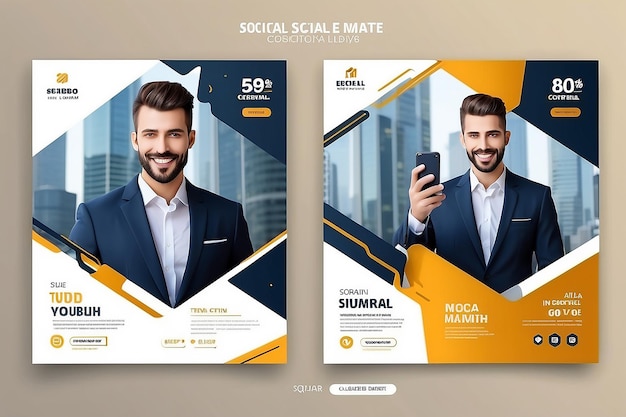 Geschäfts-Social-Media-Post-Vorlage für professionelle Unternehmens-Square-Banner-Premium-Vektor