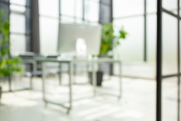 Geschäftsbüro ohne Menschen mit verschwommenem Bokeh-Hintergrund