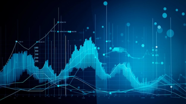 Geschäftsdatenanalyse und Analyse von Kundeneinblicken mit Diagrammen abstrakter blauer Hintergrund Generative KI