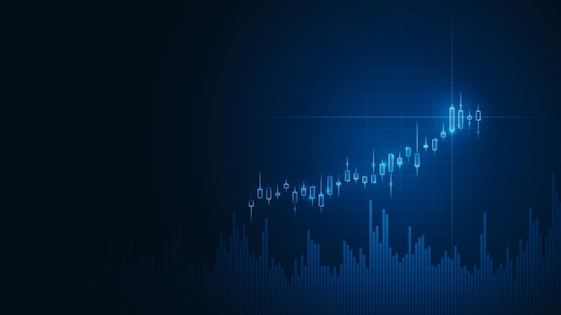 Geschäftsdiagramm des Finanzaktienmarktes auf Investitionshintergrund mit Wachstumsfinanzierungsanalyse-Gelddiagrammkonzept oder Technologiewirtschaftsgewinnhandelsbericht und futuristischer Erfolgsstrategie