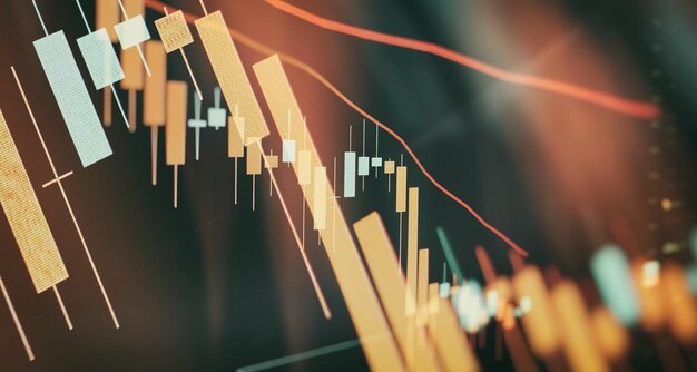 Geschäftsdiagramm und Aktienfinanzindikator. Aktien- oder Geschäftsmarktanalysekonzept.