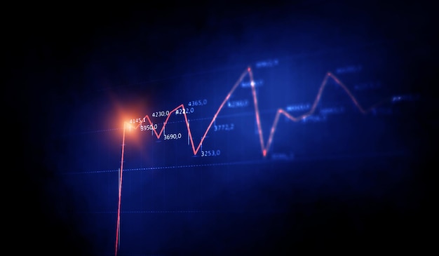 Geschäftsdiagramm und Handelsmonitor. Gemischte Medien