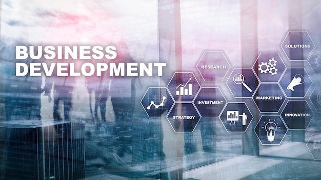 Geschäftsentwicklung Startup Wachstumsstatistik Finanzplan Strategie Entwicklungsprozess Grafikkonzept