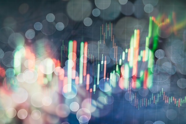 Geschäftserfolg und Wachstumskonzept. Börsengeschäftsdiagramm auf dem digitalen Bildschirm. Forex-Markt, Goldmarkt und Rohölmarkt.