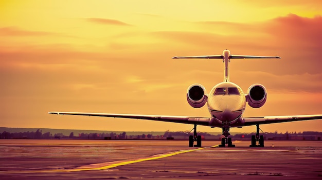 Geschäftsflugzeug auf einer Start- und Landebahn