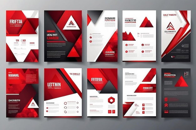 Geschäftsflyer Poster Design Set Layout Vorlage Abstract Rot geometrisch