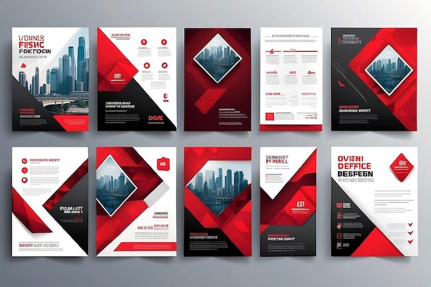 Geschäftsflyer Poster Design Set Layout Vorlage Abstract Rot geometrisch