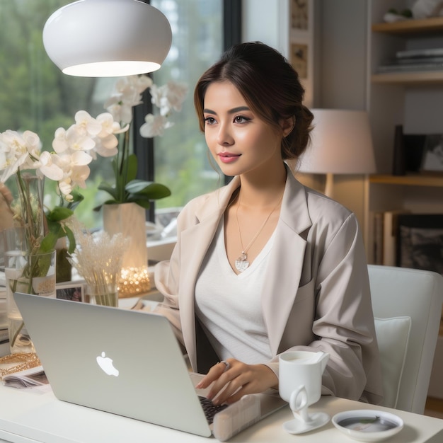 Geschäftsfrau arbeitet im Bürozimmer