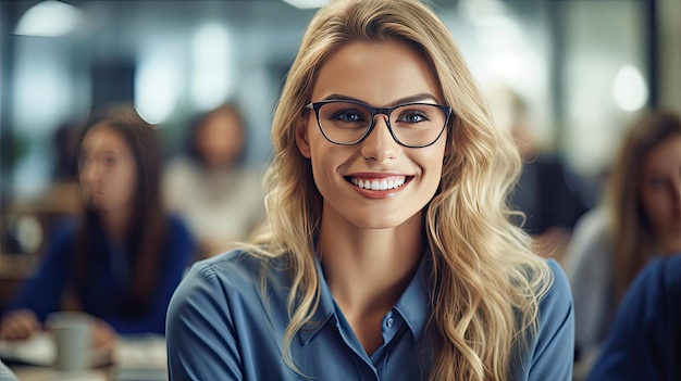 Geschäftsfrau in Workshop Veranstaltung Treffen Geschäftsveranstaltung Ausbildung Entwickler Seminare Management Ausbildung Generative Ai