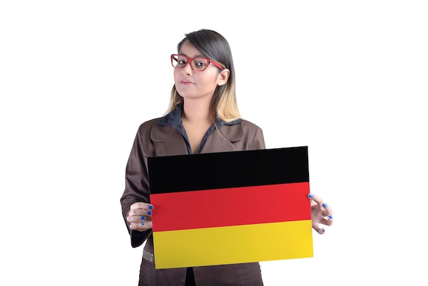 Geschäftsfrau mit der deutschen Flagge