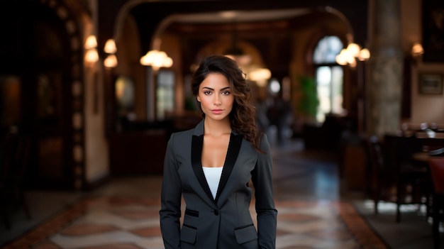 Geschäftsfrau oder Führungskraft mit Büro-Hintergrund