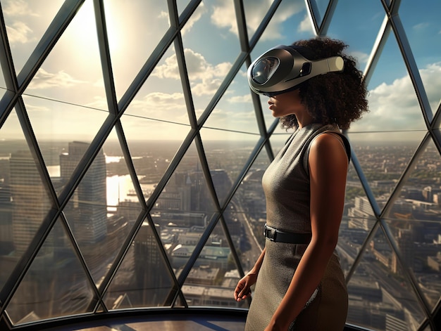 Geschäftsfrauen in der virtuellen Büro-VR-Welt, zukünftige Arbeitsumgebung, von der KI generiert