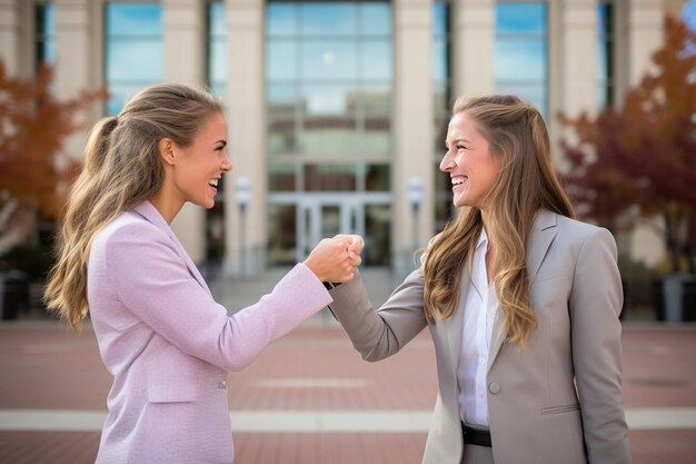 Foto geschäftsfrauen in einem fistbump