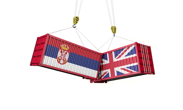 Geschäftshandelsabkommen zwischen Großbritannien und Serbien kollidieren mit Frachtcontainern d render