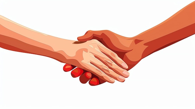 Geschäftshandschüttelung Eine Vektorillustration von zwei Menschen mit unterschiedlichen Hautfarben, die sich die Hand schütteln