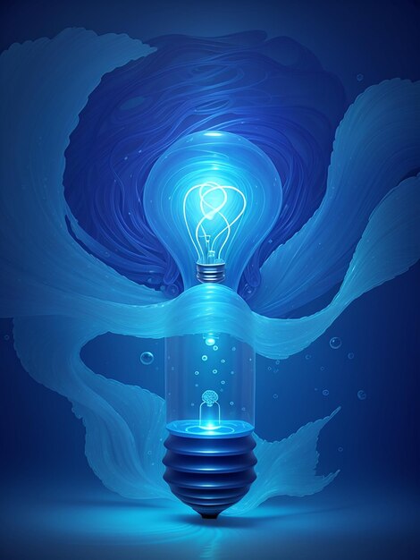 Geschäftsidee kreatives Konzept Technologie Eine Glühbirne, die über einem Polygon auf einem dunkelblauen b beleuchtet wird