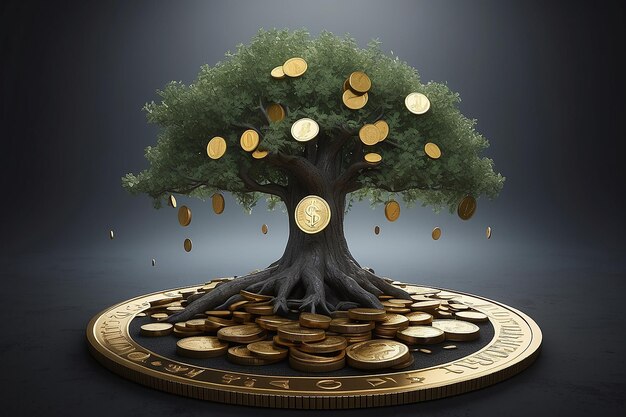 Geschäftskonzept für Investitions- und Finanzwachstum. Geschäftsmann legt eine Münze in einen Blumentopf und gießt den grünen Geldbaum