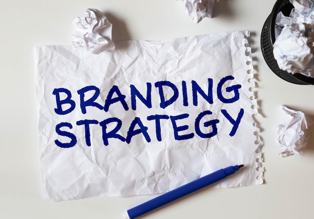 Geschäftskonzept Top-View-Notebook-Schreiben Branding-Strategie