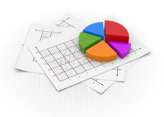 Geschäftskreisdiagramm und Dokumente