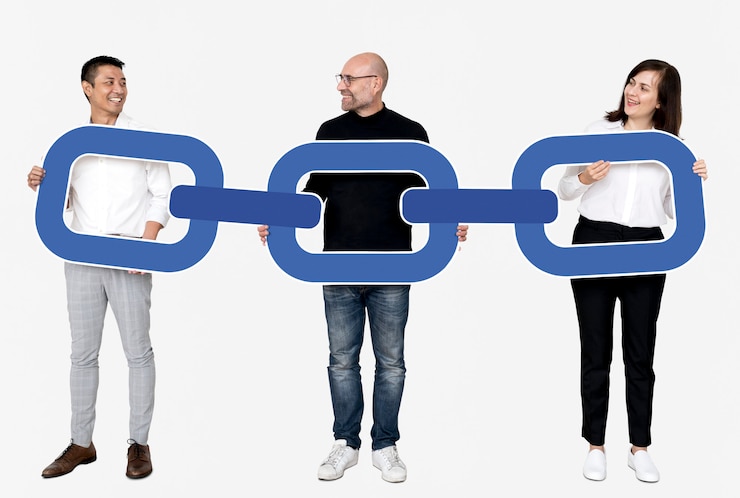 Foto geschäftsleute mit blockketten-kryptographie