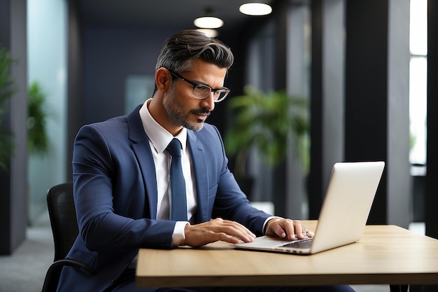 Geschäftsmann arbeitet mit Laptop ar c v