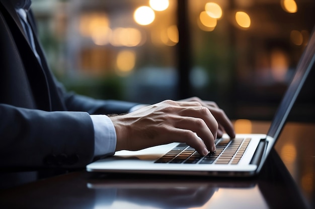 Geschäftsmann, der an Laptop im Café arbeitet