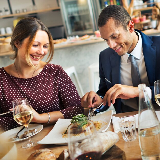 Geschäftsmann-Geschäftsfrau Anniversary Cafe Concept