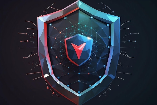 Geschäftsmann hält Polygon Shield sicheres Zugangssystem Konzept