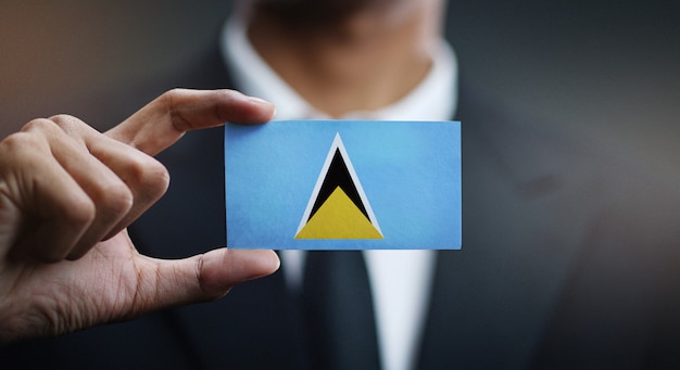 Geschäftsmann Holding Card von St. Lucia Flag