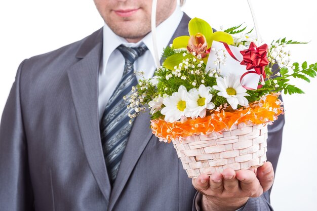 Foto geschäftsmann mit blumen