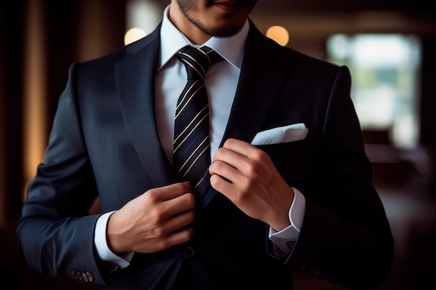 Geschäftsmann trägt Anzug und Krawatte