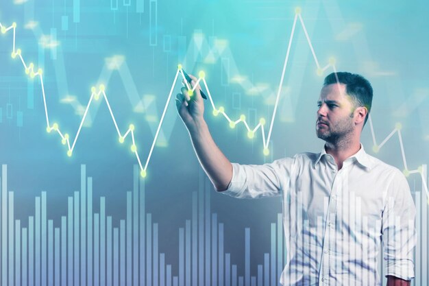 Geschäftsmann und Geschäftsdiagramm