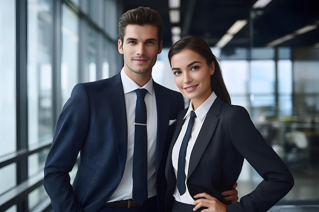 Geschäftspaar steht zusammen im Büro-Stockfoto-Stil