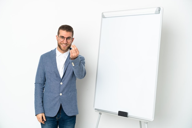 Geschäftsperson über isoliertem Hintergrund